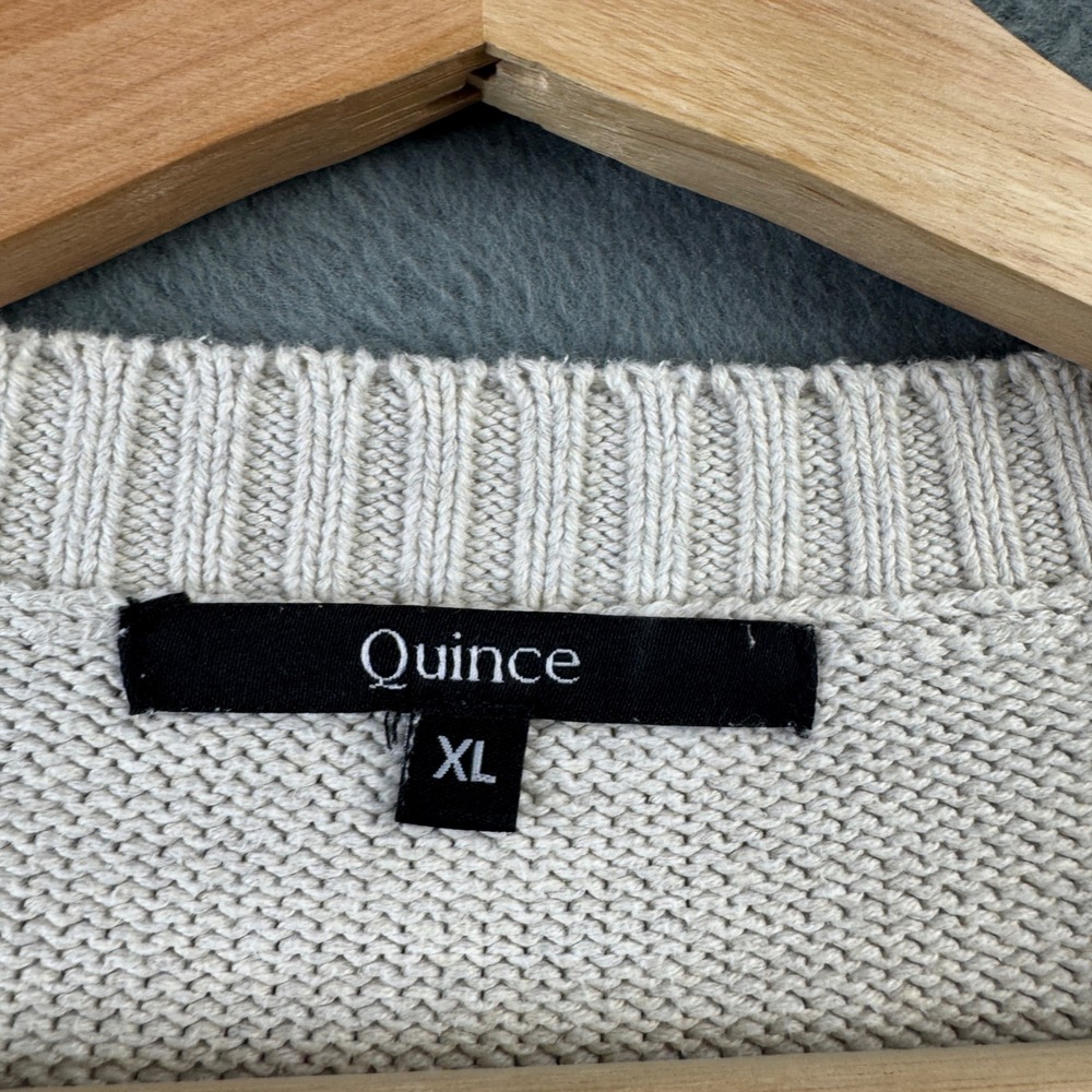 Quince Women XL Beige Organic Heavy Cotton Shaker Knit Crewneck Pullover Sweater - Picture 5 of 8